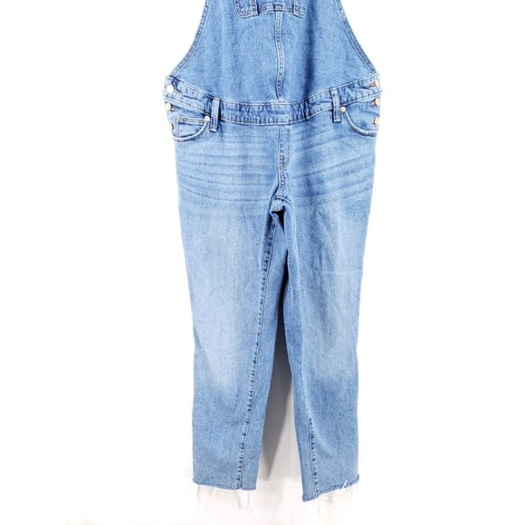 Isabel Maternity Denim Overalls Size 4 Cotton Blend Blue Raw Hem - Picture 5 of 9